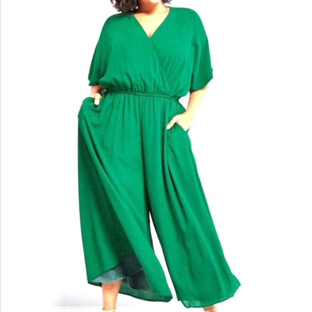 Green ModCloth Arrive and Thrive Wide Leg Jumpsuit - 2XL